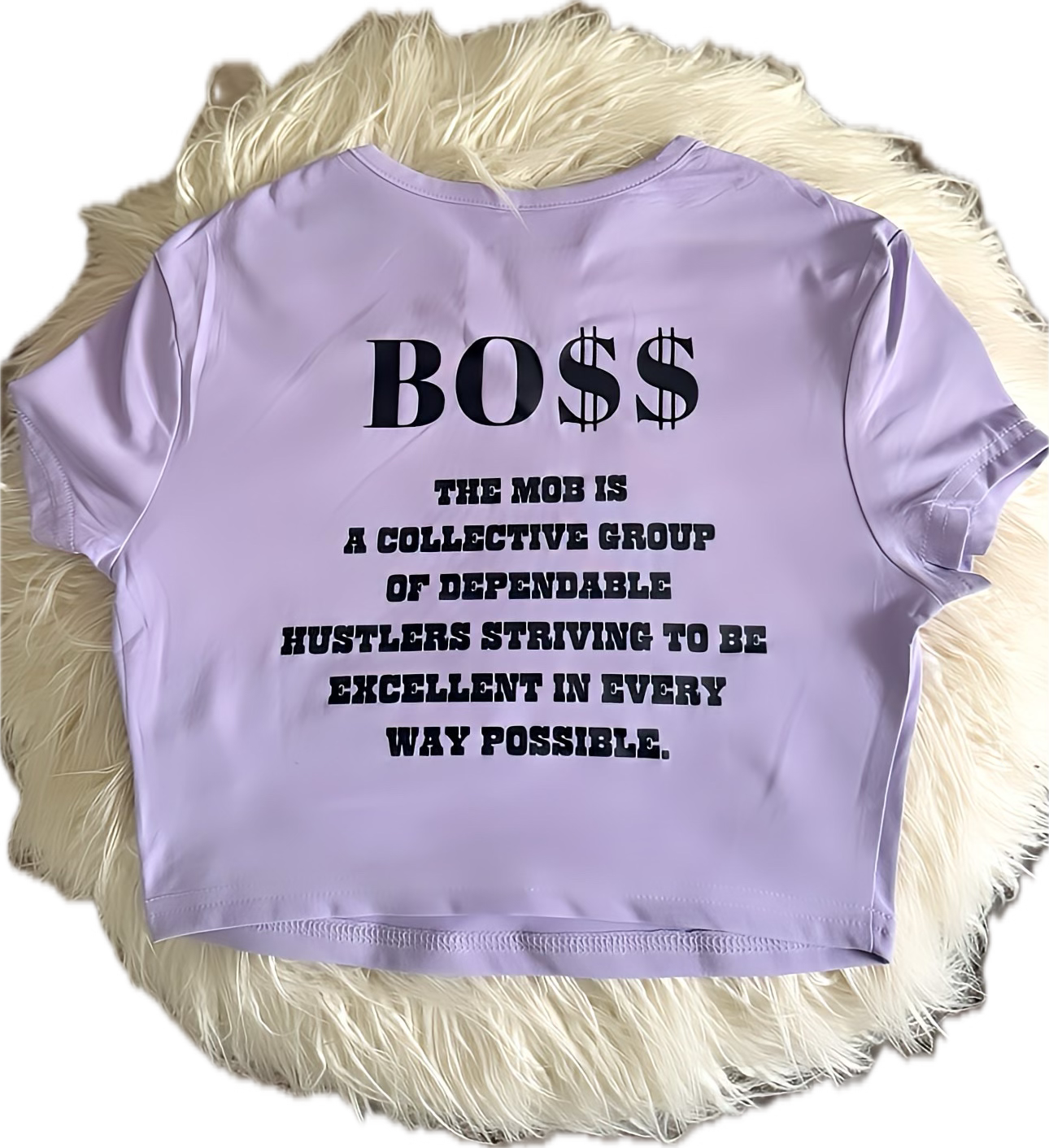 Light Purple With Black Font MOB Crop Top