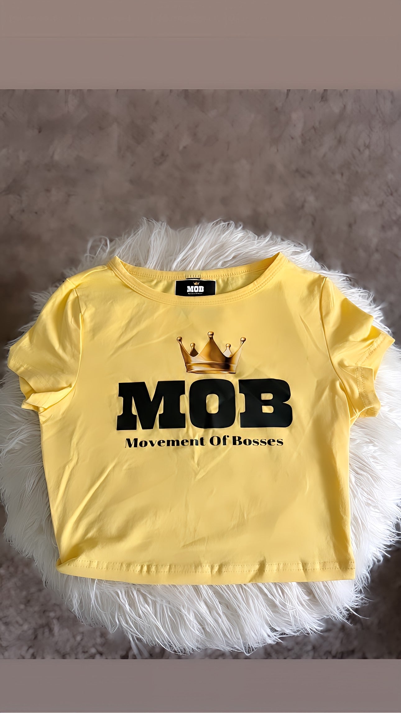 Thunder Yellow With Black Font MOB Crop Top