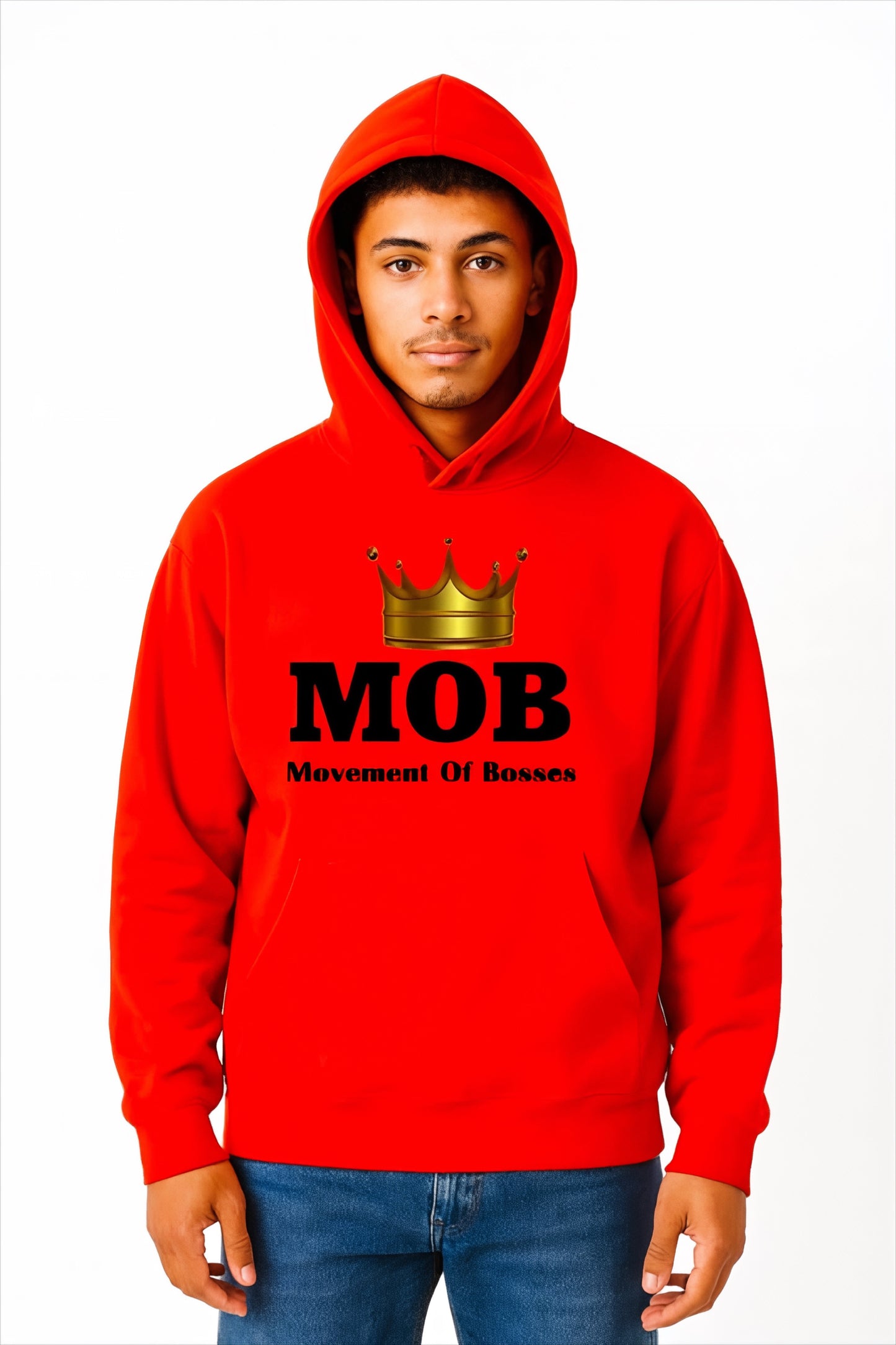 Men’s Red With Black Font MOB Hoodie