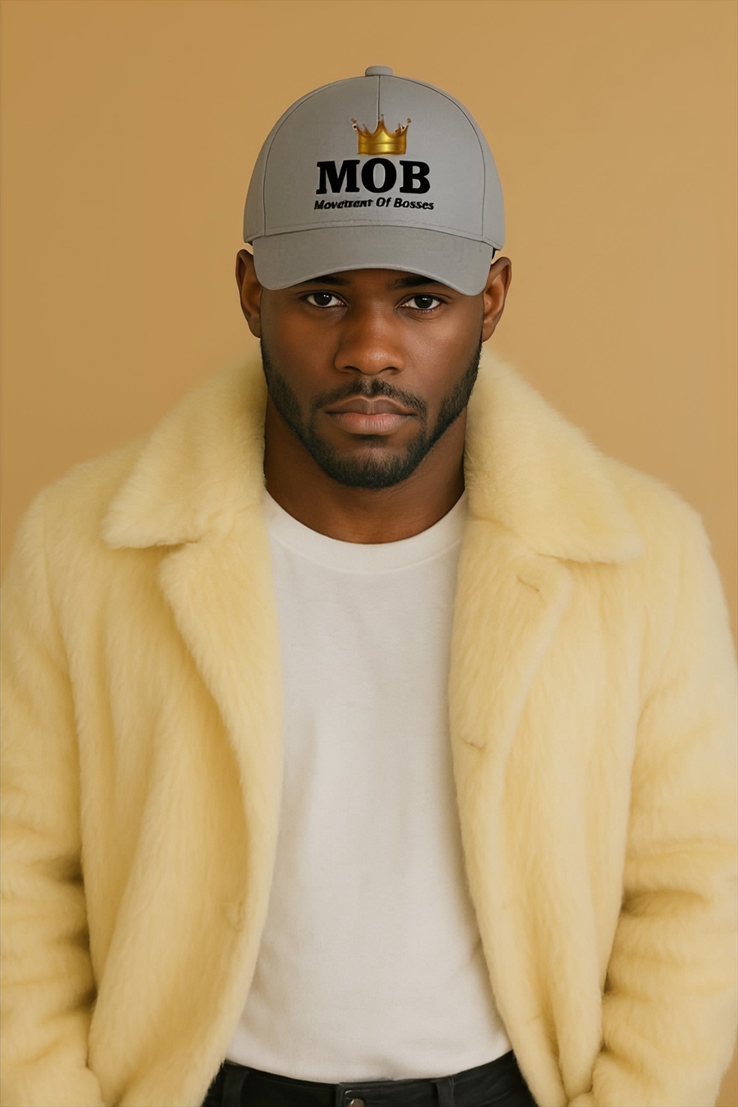 Grey With Black Font MOB Hat