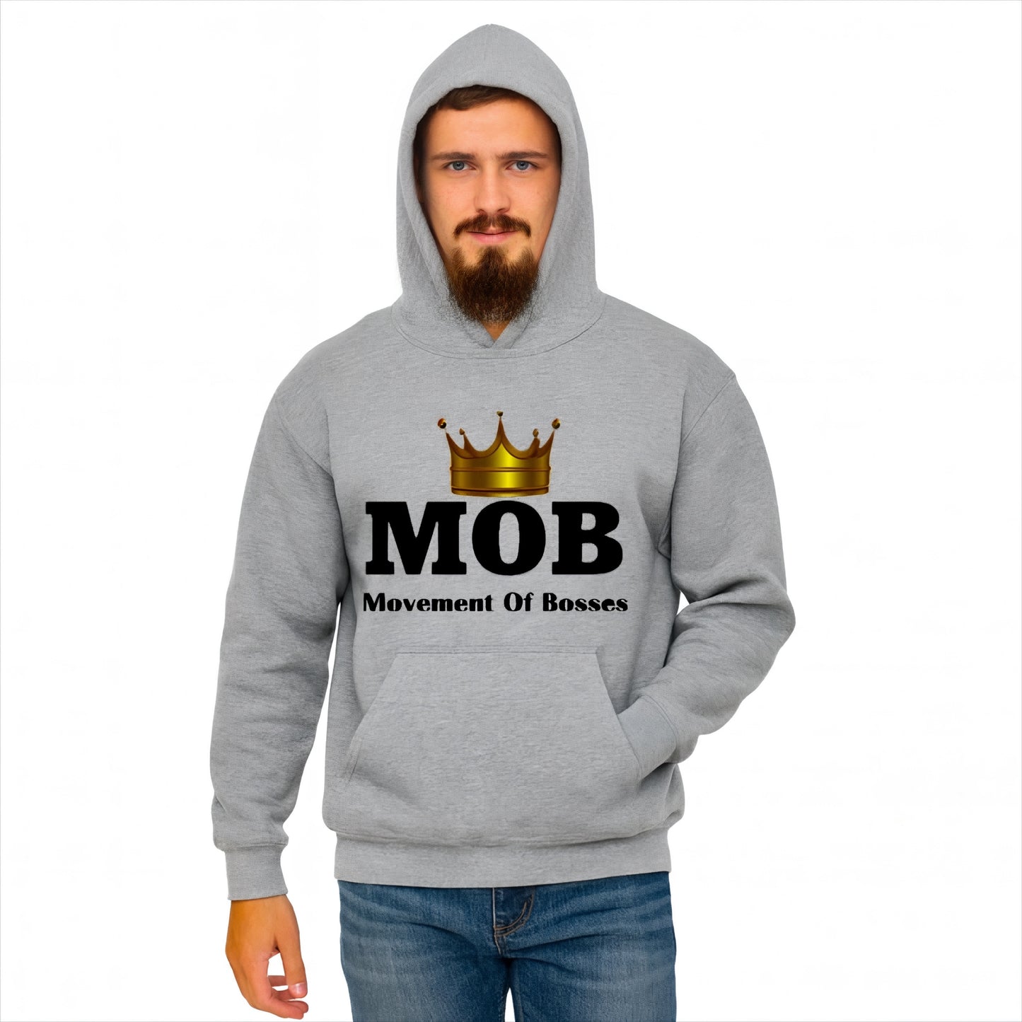 Men’s Grey With Black Font Hoodie