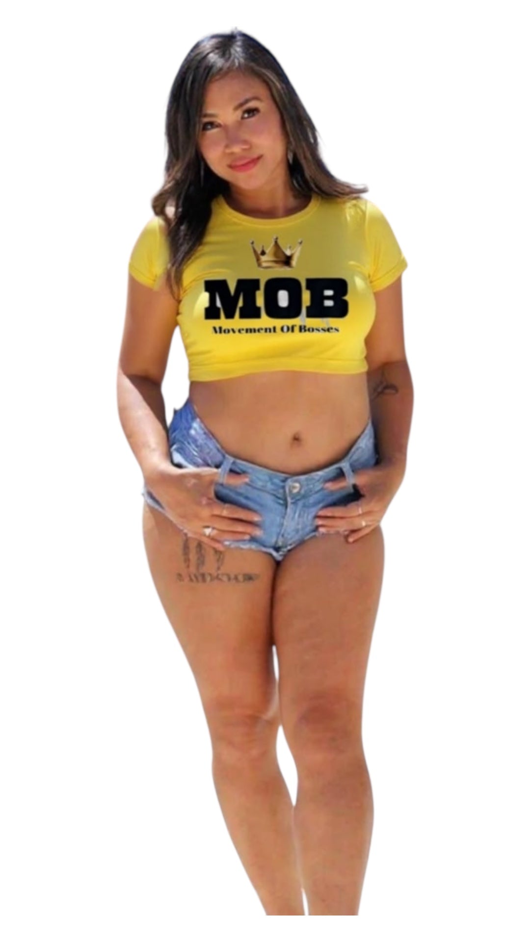 Thunder Yellow With Black Font MOB Crop Top