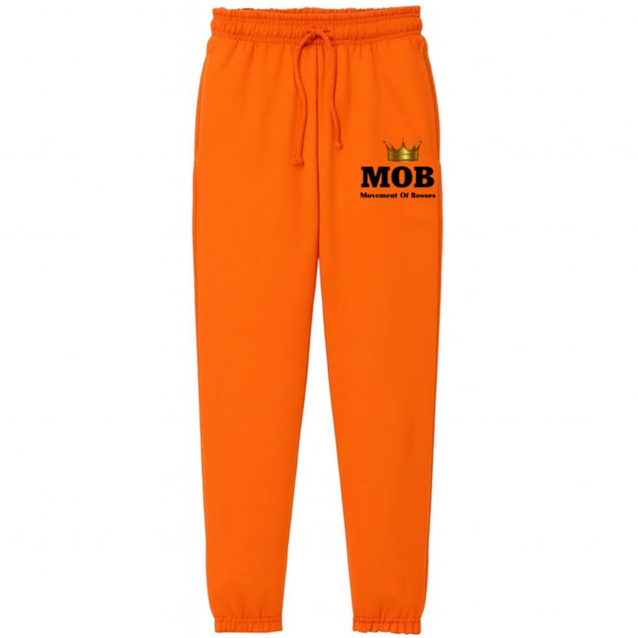 Women’s Orange With Black Font MOB Jogging Pants
