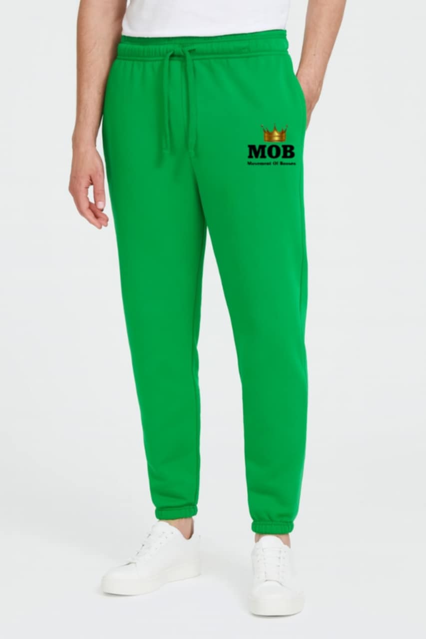 Men’s Green With Black Font MOB Jogging Pants
