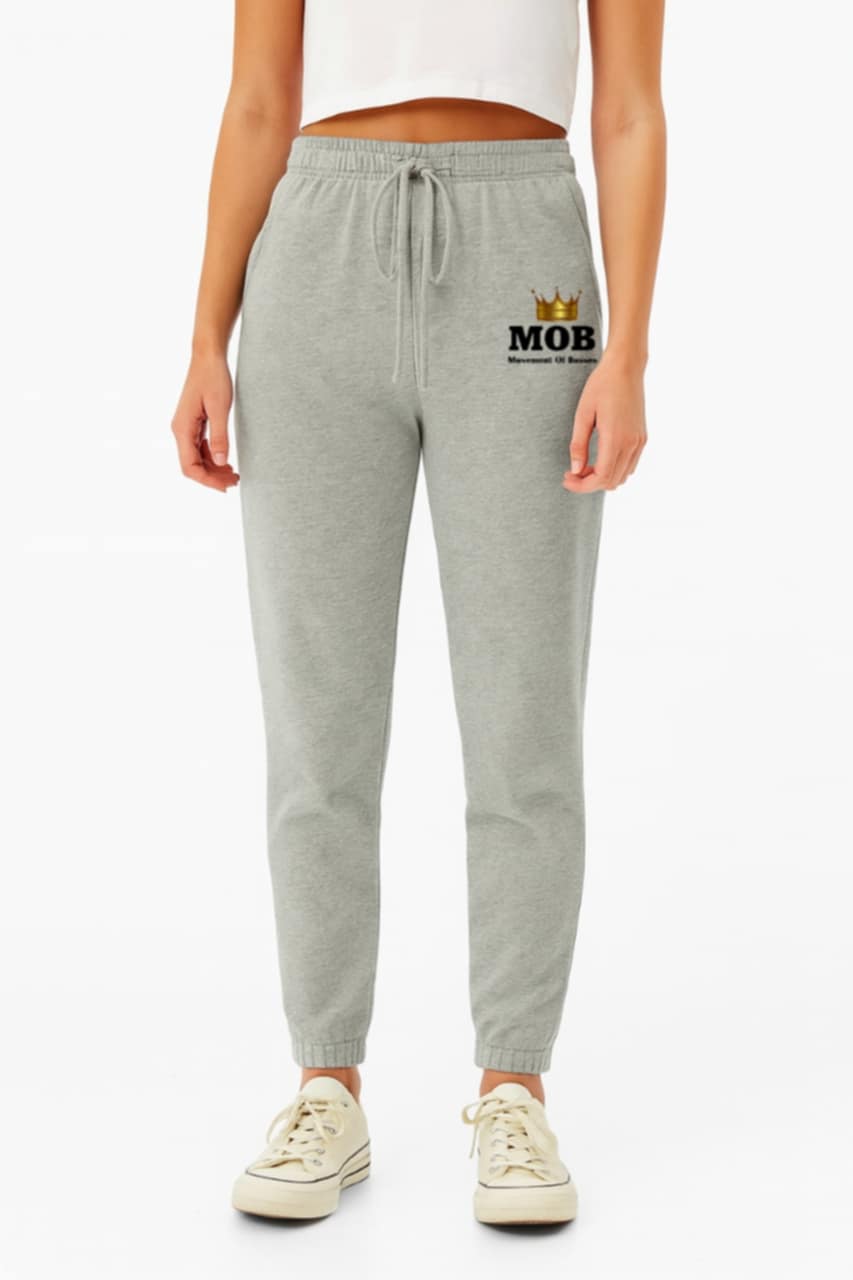 Women’s Grey With Black Font MOB Jogging Pants