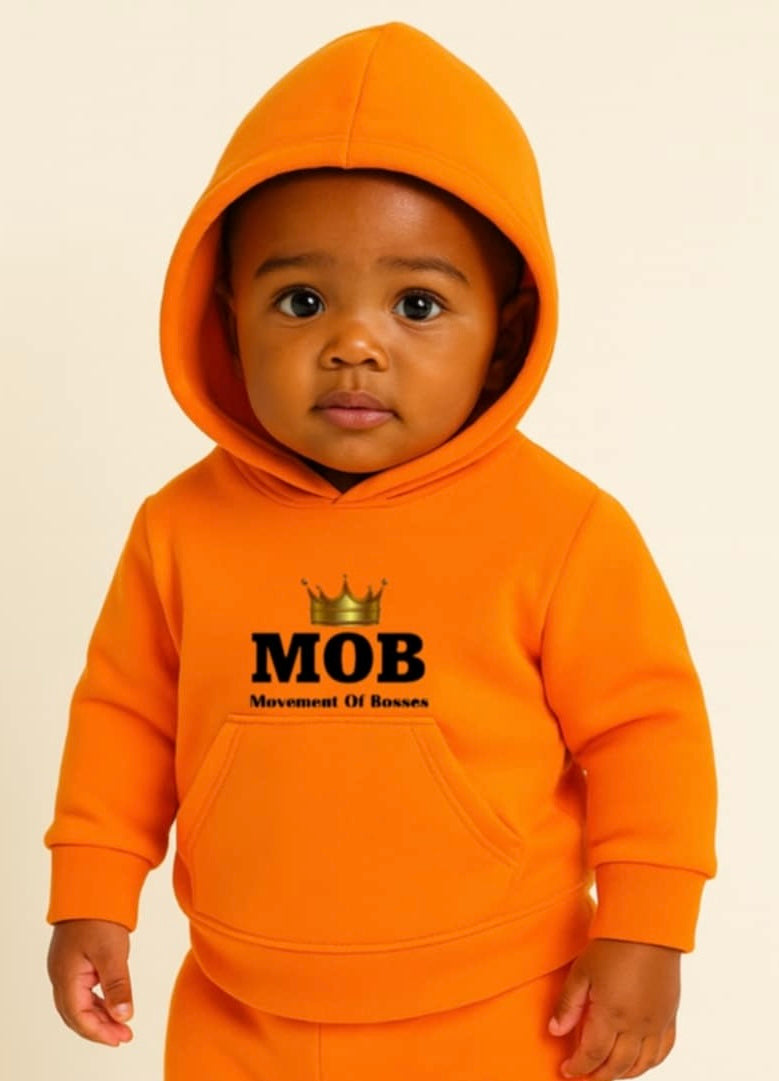 Toddler Orange With Black Font MOB Hoodie