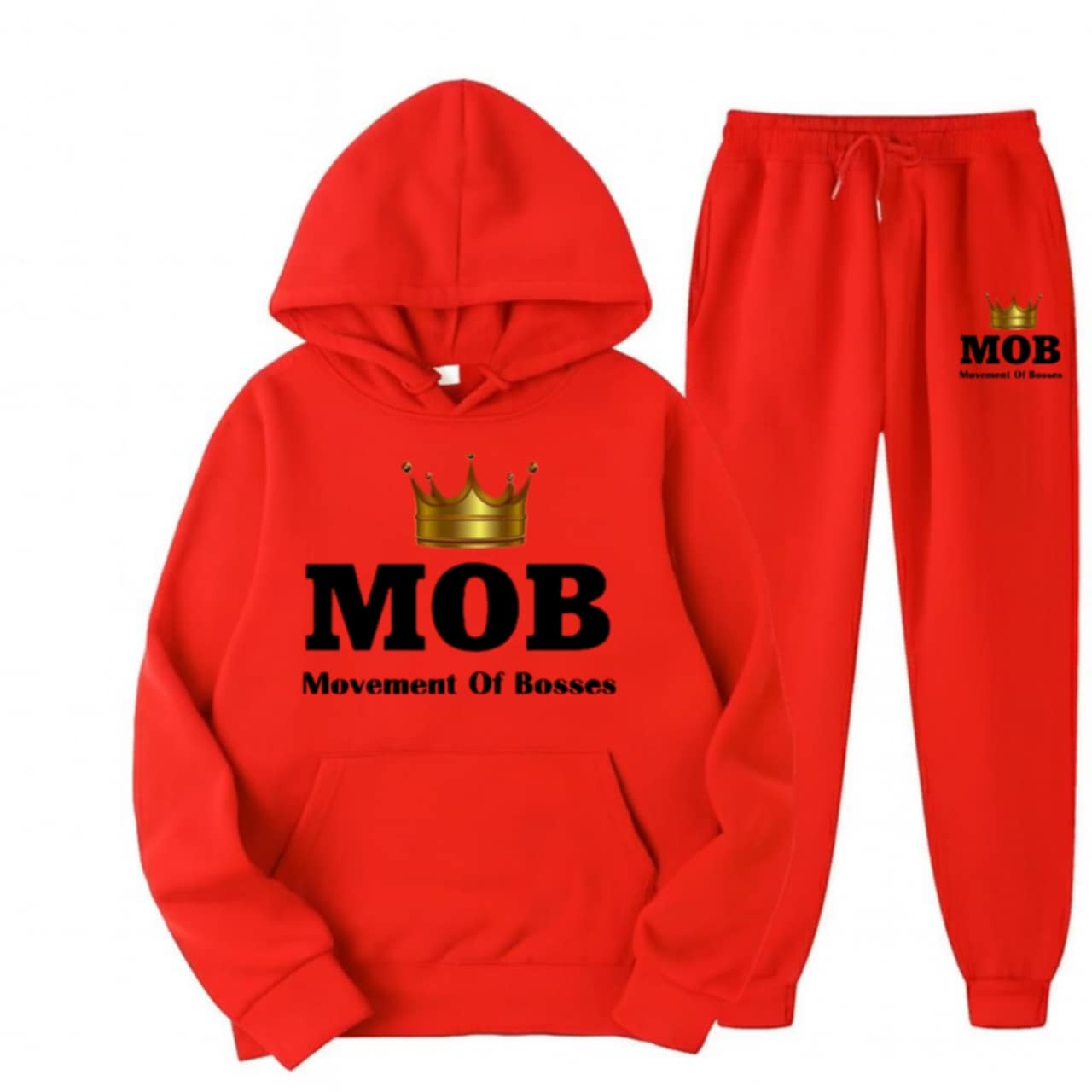 Men's Red With Black Font Jumpsuit