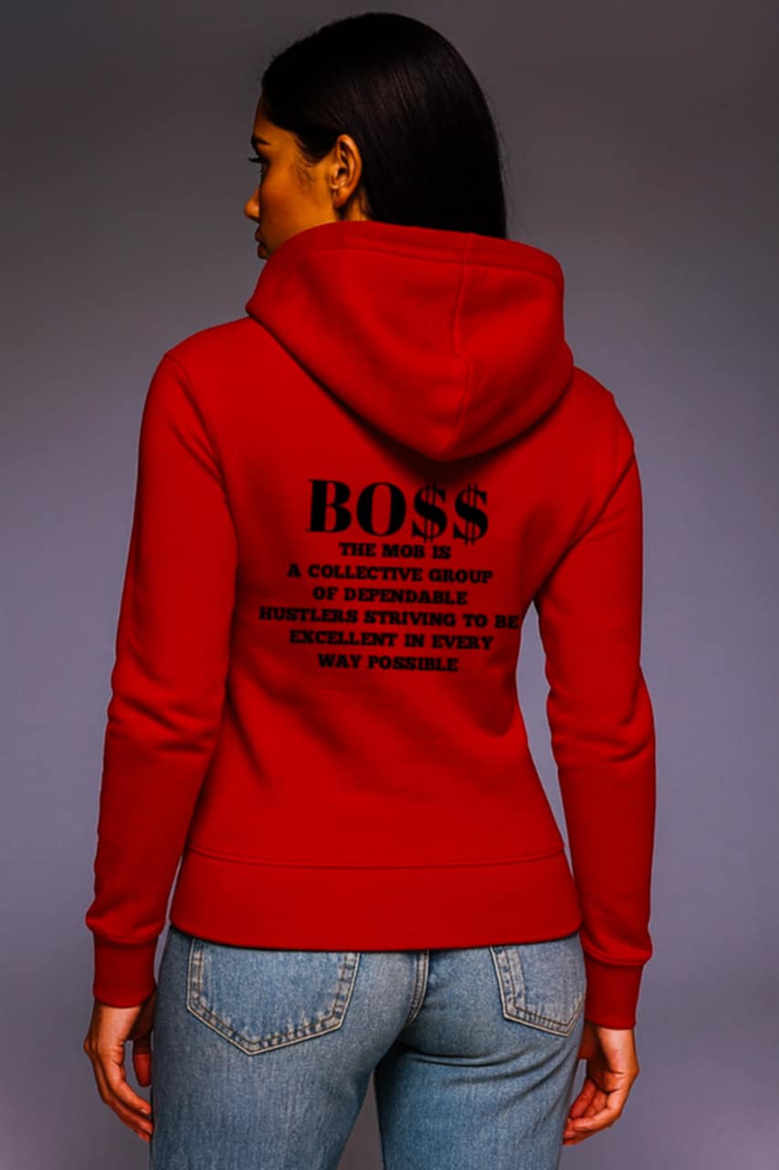 Women’s Red With Black Font MOB Hoodie