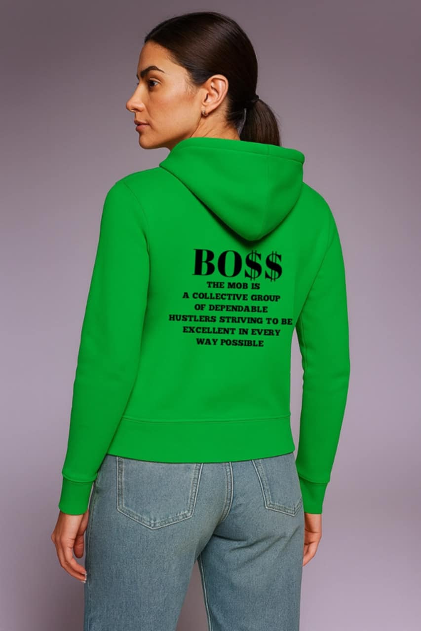 Women’s Green With Black Font MOB Hoodie