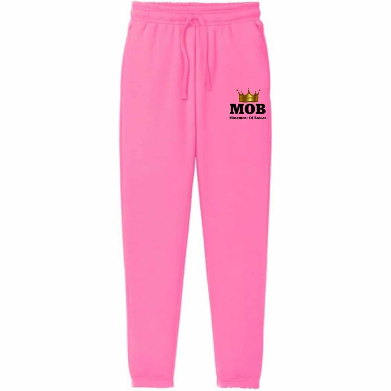 Women’s Pink With Black Font MOB Joggers