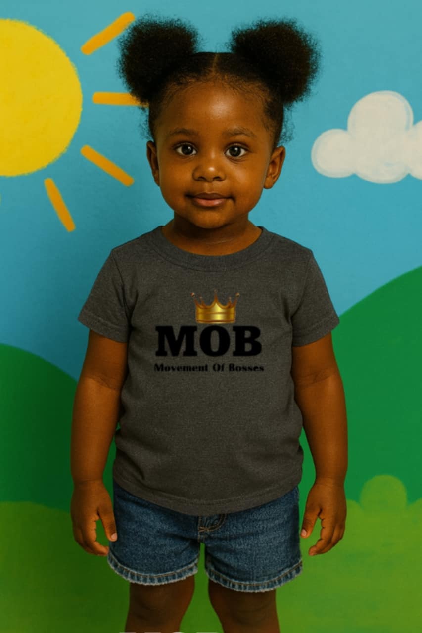 Toddler Grey With Black Font MOB T-Shirt