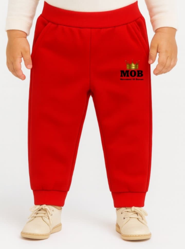Toddler Red With Black Font MOB Jogger Pants