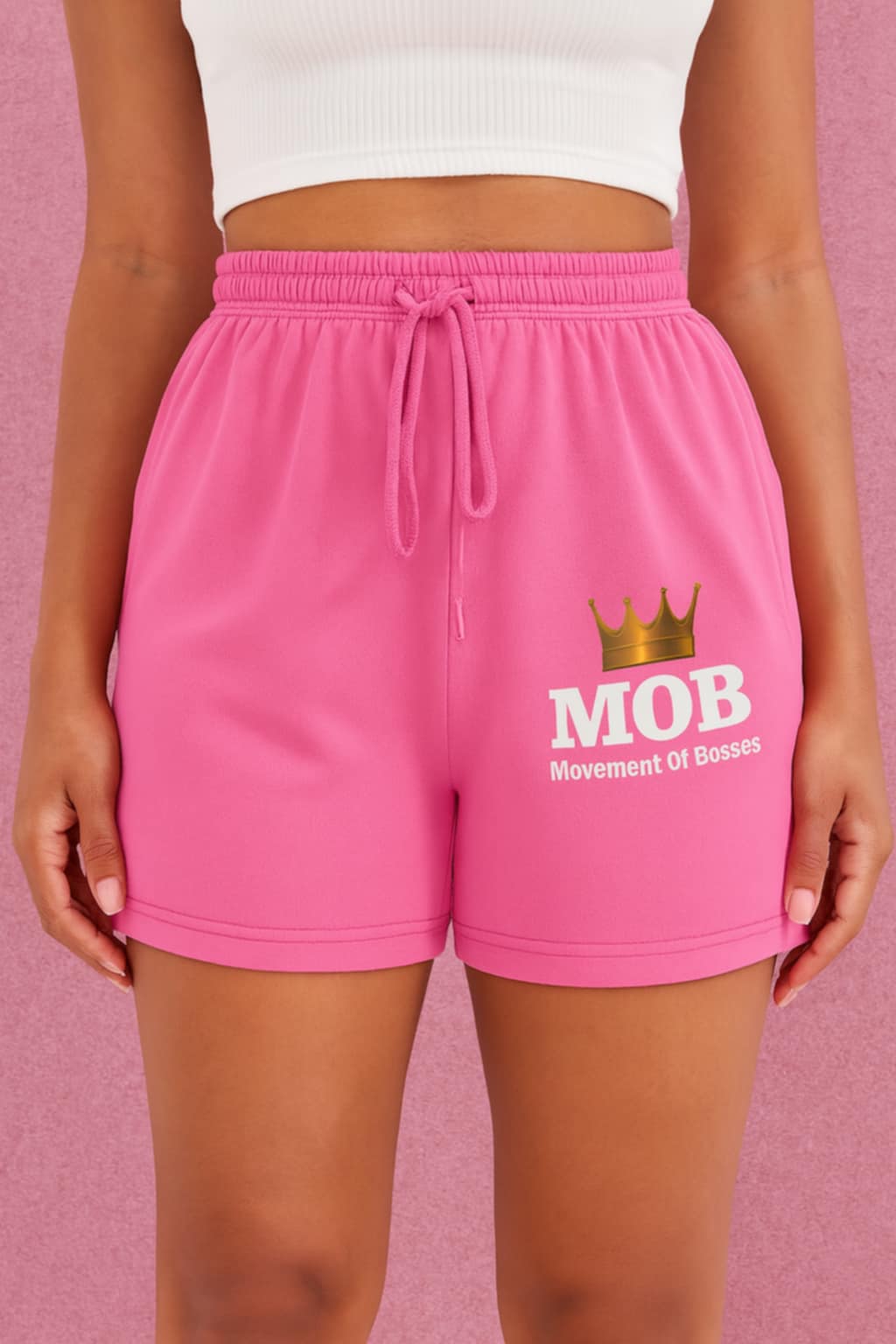 Women’s Pink Drawstring MOB Shorts
