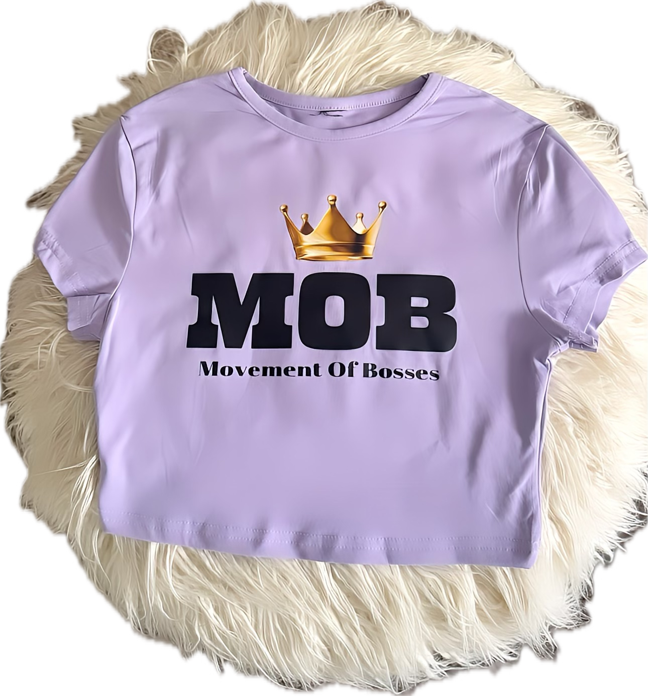 Light Purple With Black Font MOB Crop Top
