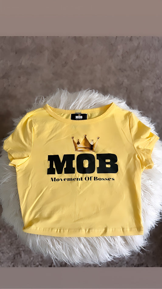 Thunder Yellow With Black Font MOB Crop Top
