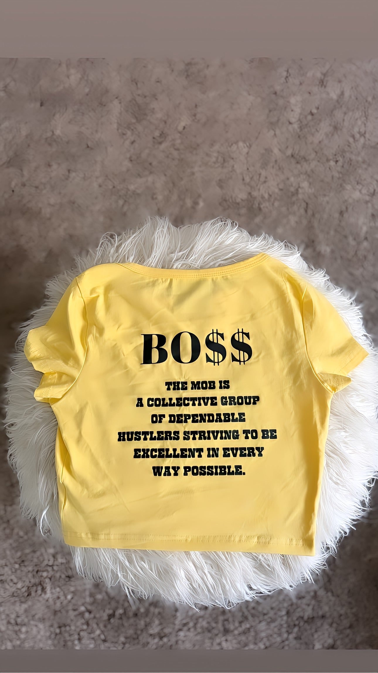 Thunder Yellow With Black Font MOB Crop Top