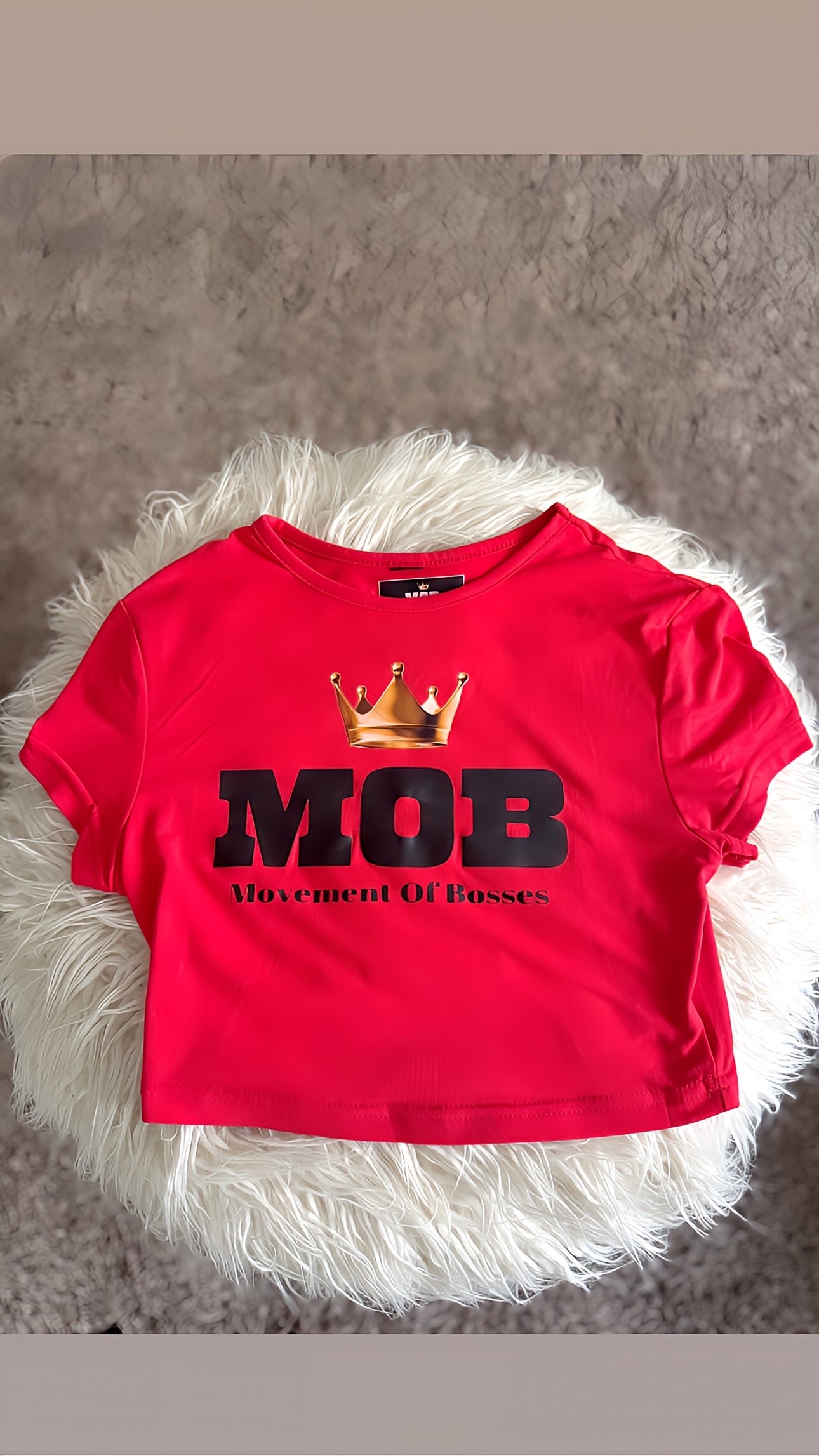 Red With Black Font MOB Crop Top