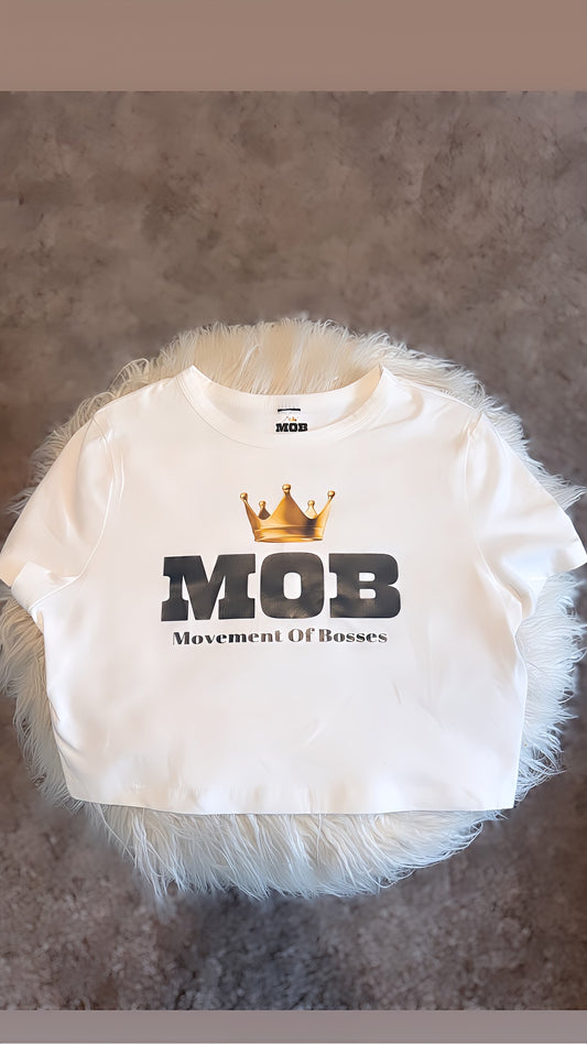 White MOB Crop Top