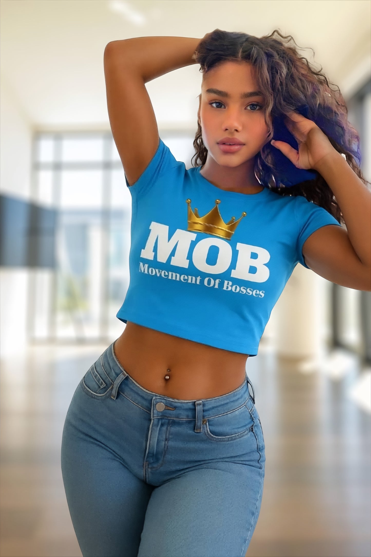 Powder Sky Blue MOB Crop Top