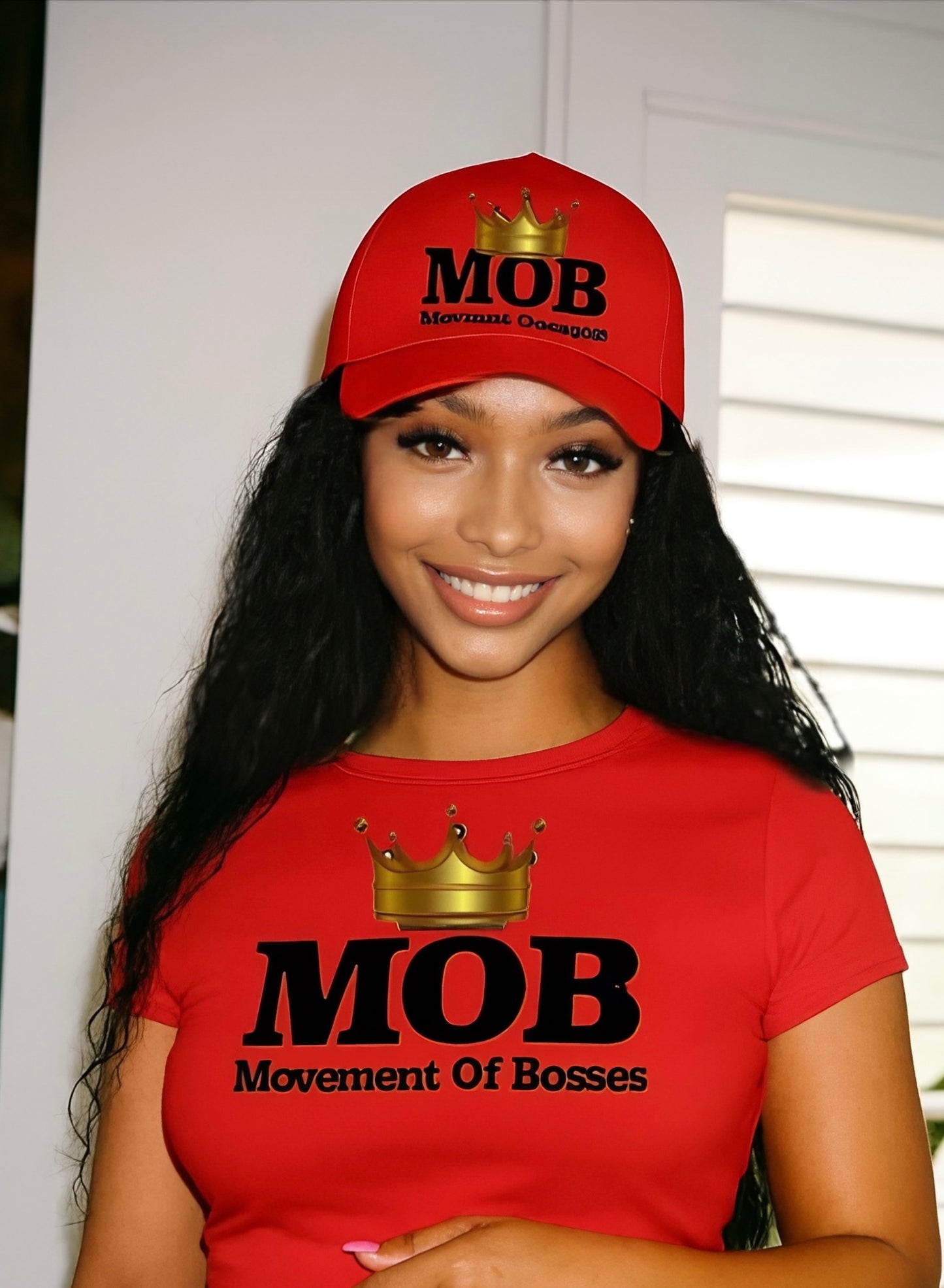 Red With Black Font MOB Hat