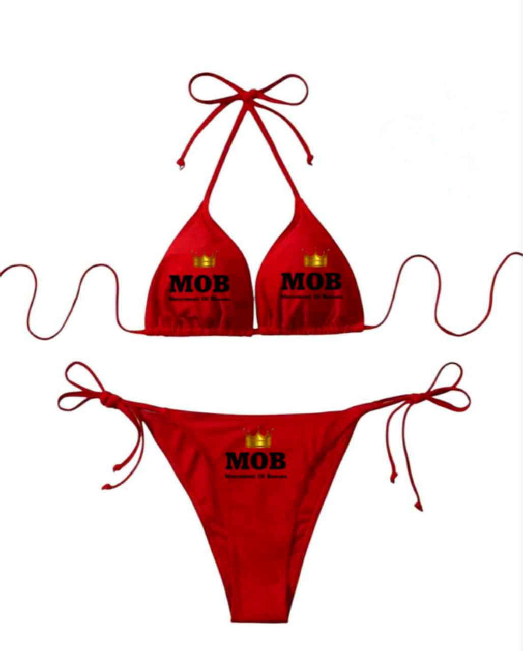 Red MOB With Black Font Bikini