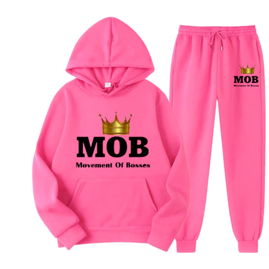 Women's Pink With Black Font MOB Jumpsuit