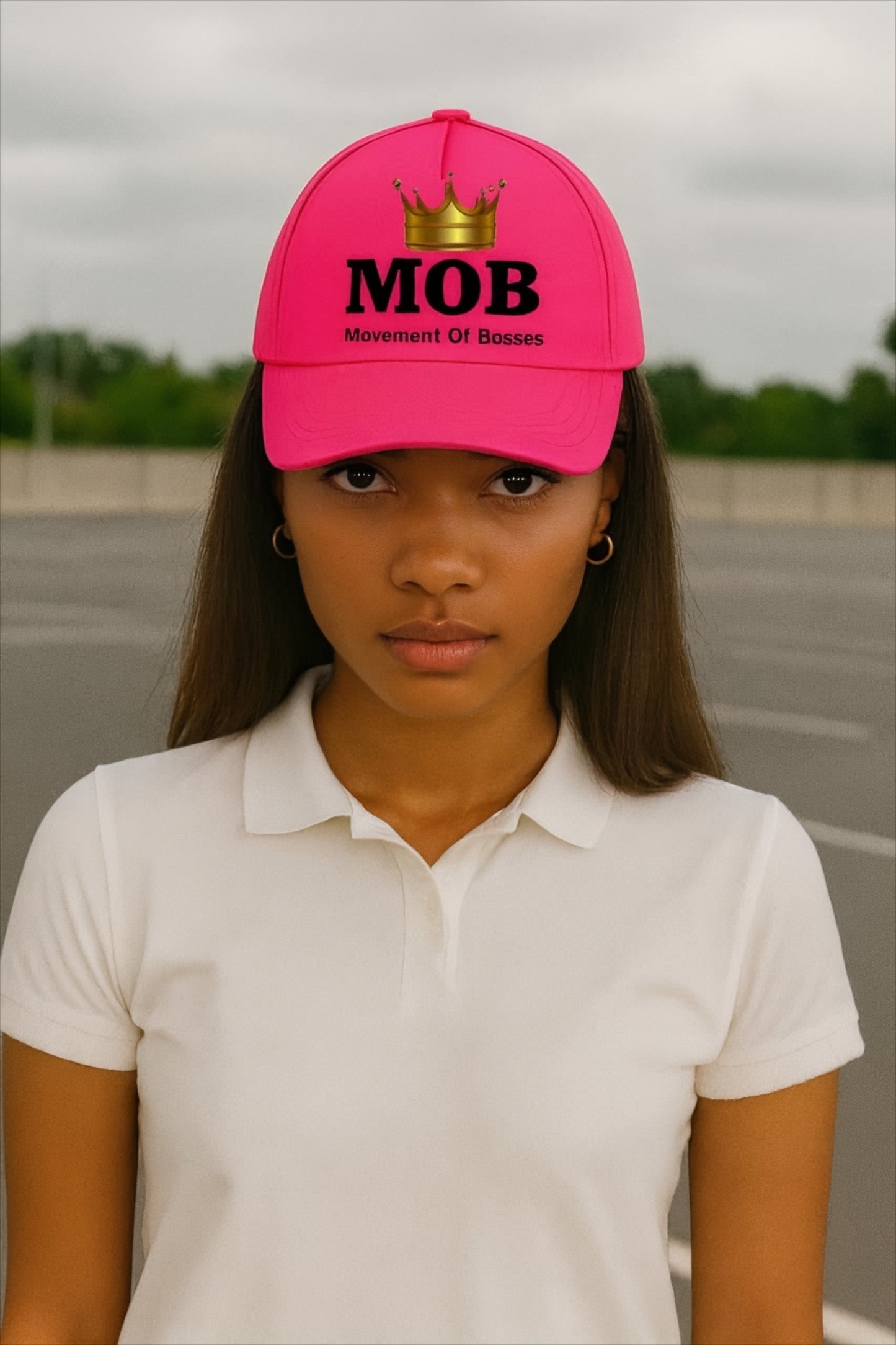 Dark Pink With Black Font MOB Hat