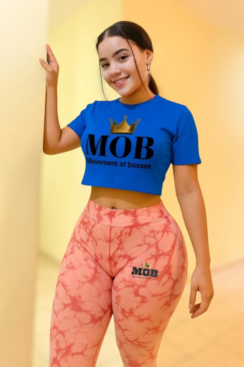 Royal Blue With Black Font MOB Crop Top