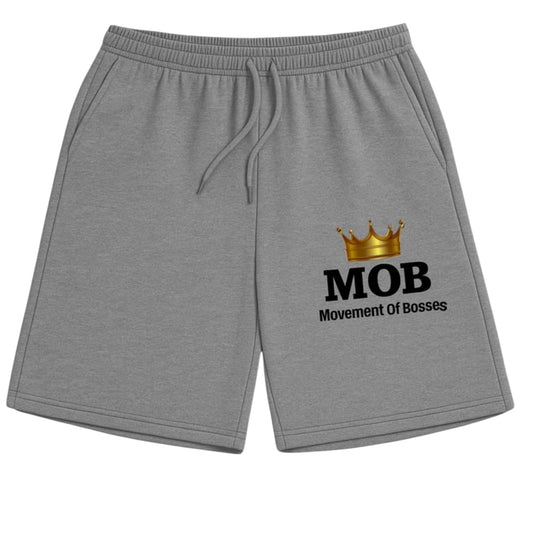 Men's Grey Drawstring With Black Font MOB Shorts