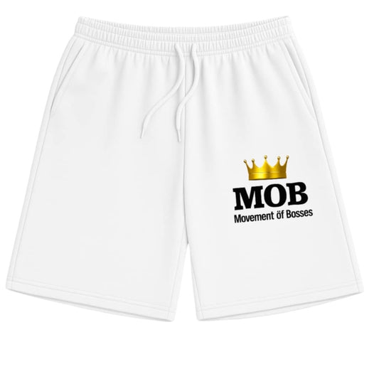 Men's White Drawstring MOB Shorts