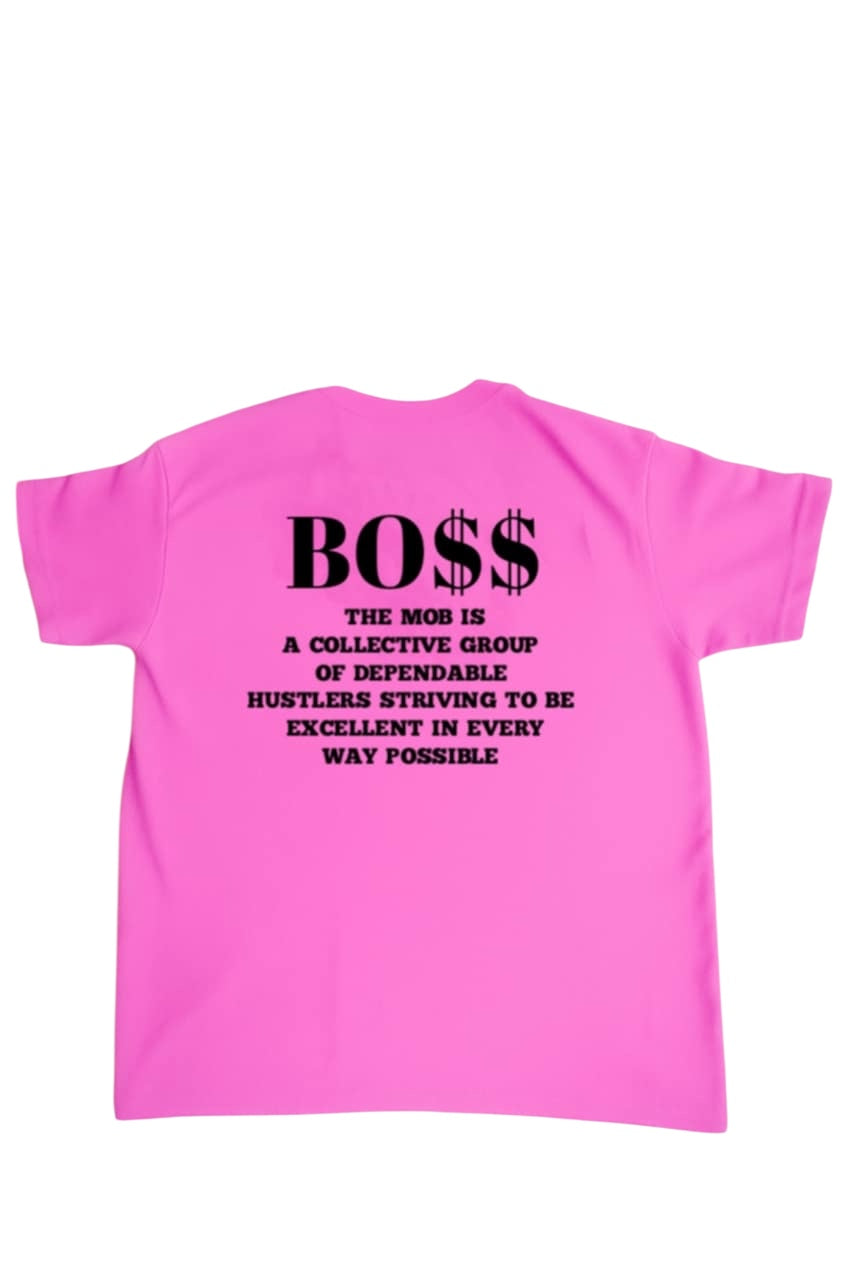 Men's Pink With Black Font MOB T-Shirt