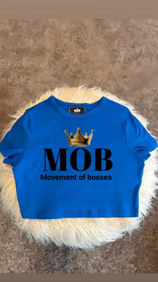 Royal Blue With Black Font MOB Crop Top