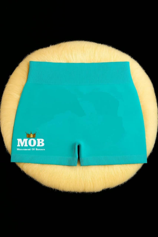 Turquoise Workout Stretch MOB Shorts