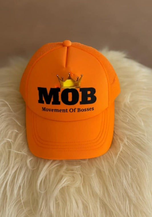 Orange With Black Font MOB Hat