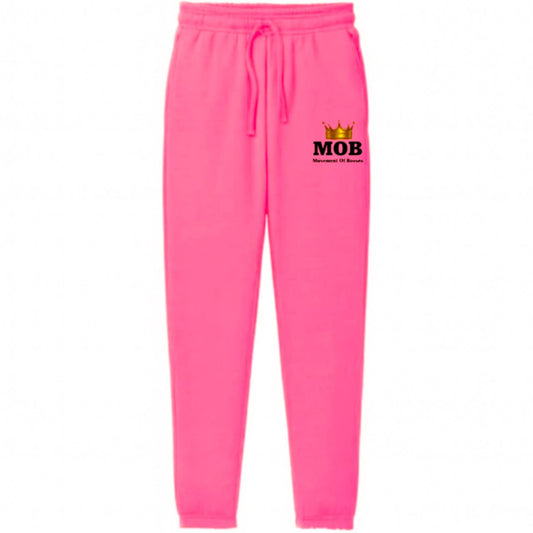 Men’s Pink With Black Font MOB Jogging Pants