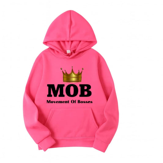 Women’s Pink With Black Font MOB Hoodie