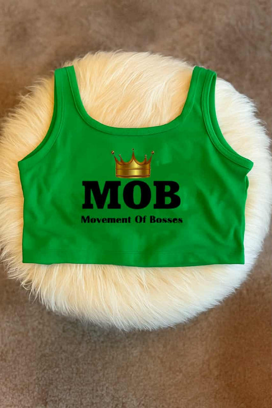 Green With Black Font MOB Tank Top