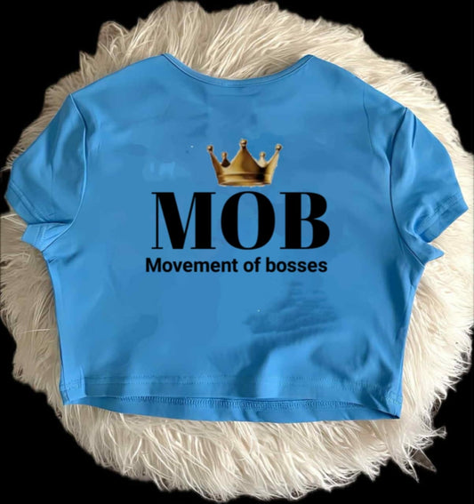 Powder Sky Blue With Black Font MOB Crop Top