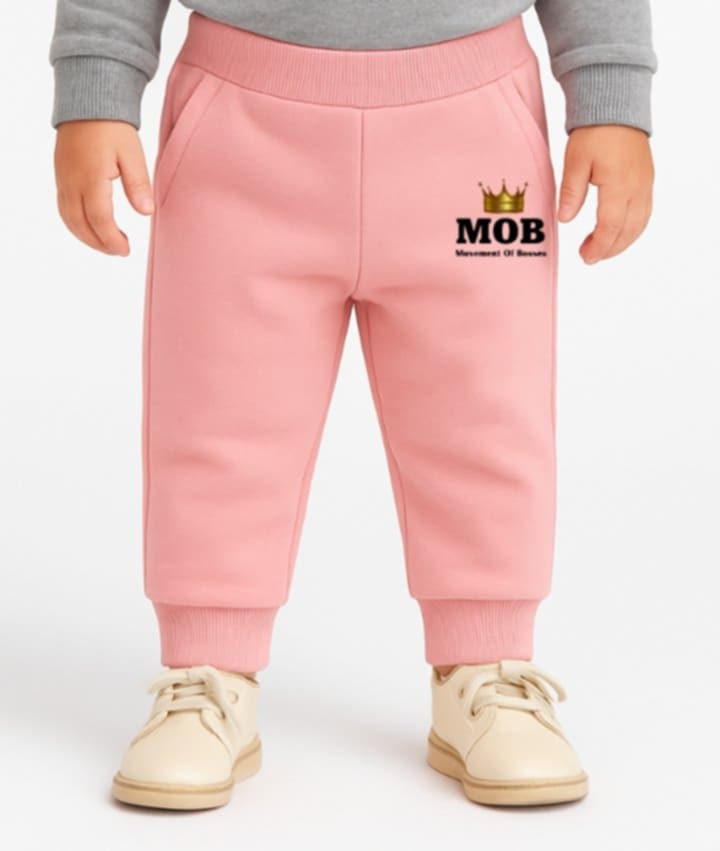 Toddler Light Pink With Black Font MOB Jogger Pants