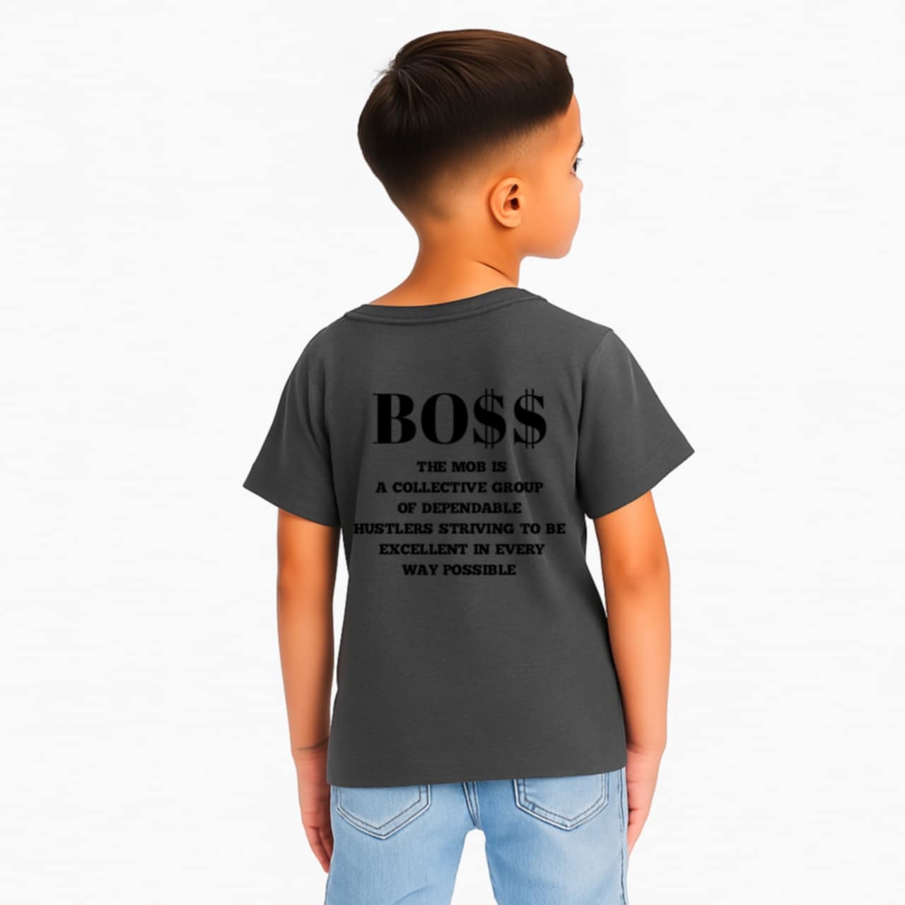 Toddler Grey With Black Font MOB T-Shirt