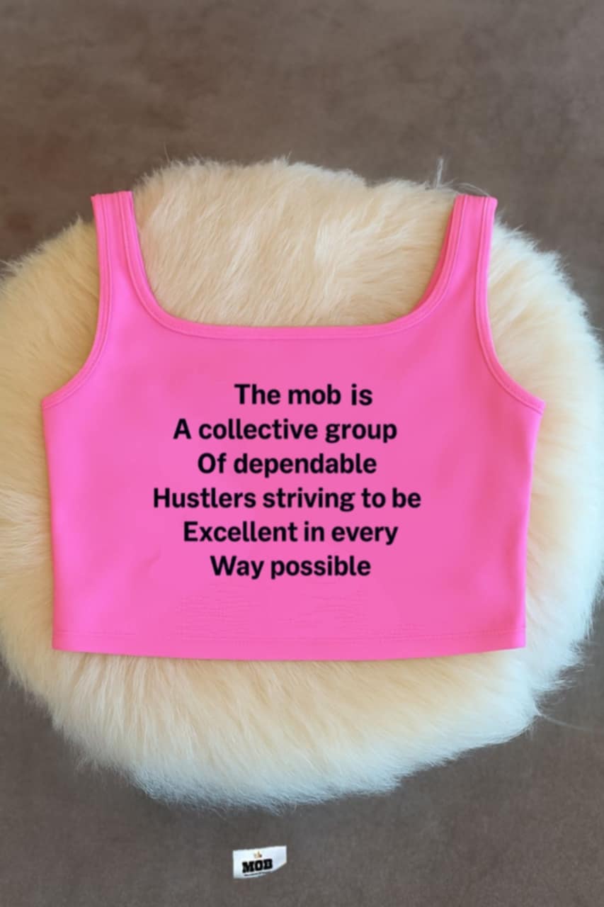 Hot Pink With Black Font MOB Tank Top