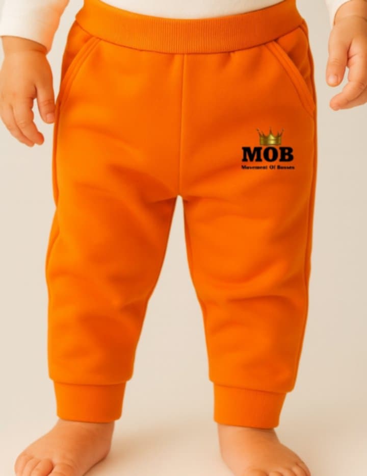 Toddler Orange With Black Font MOB Jogger Pants