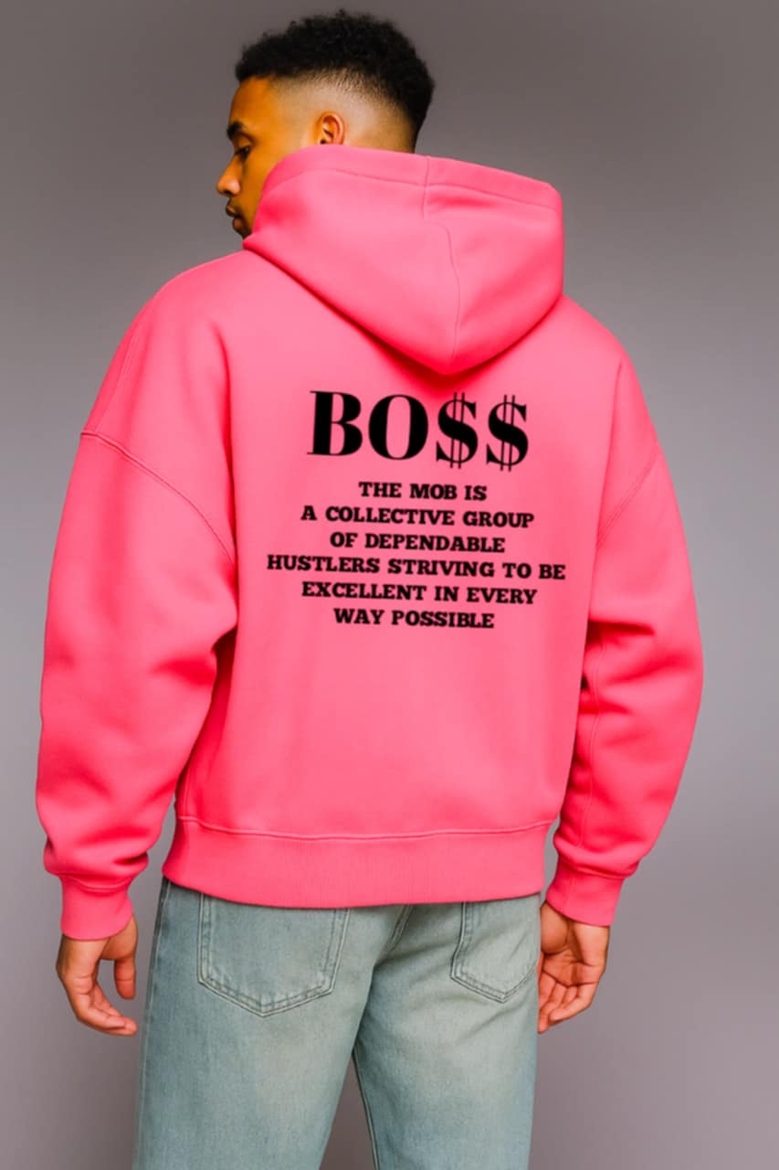 Men's Pink With Black Font MOB Jumpsuit