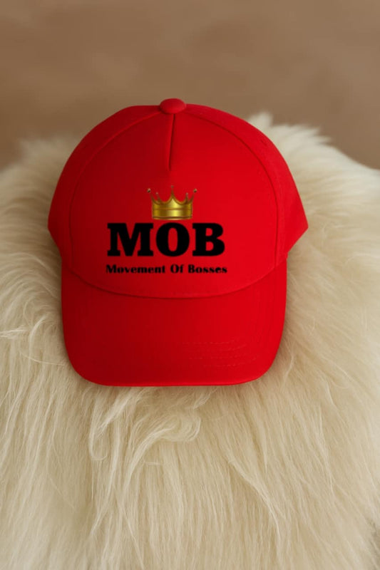 Red With Black Font MOB Hat