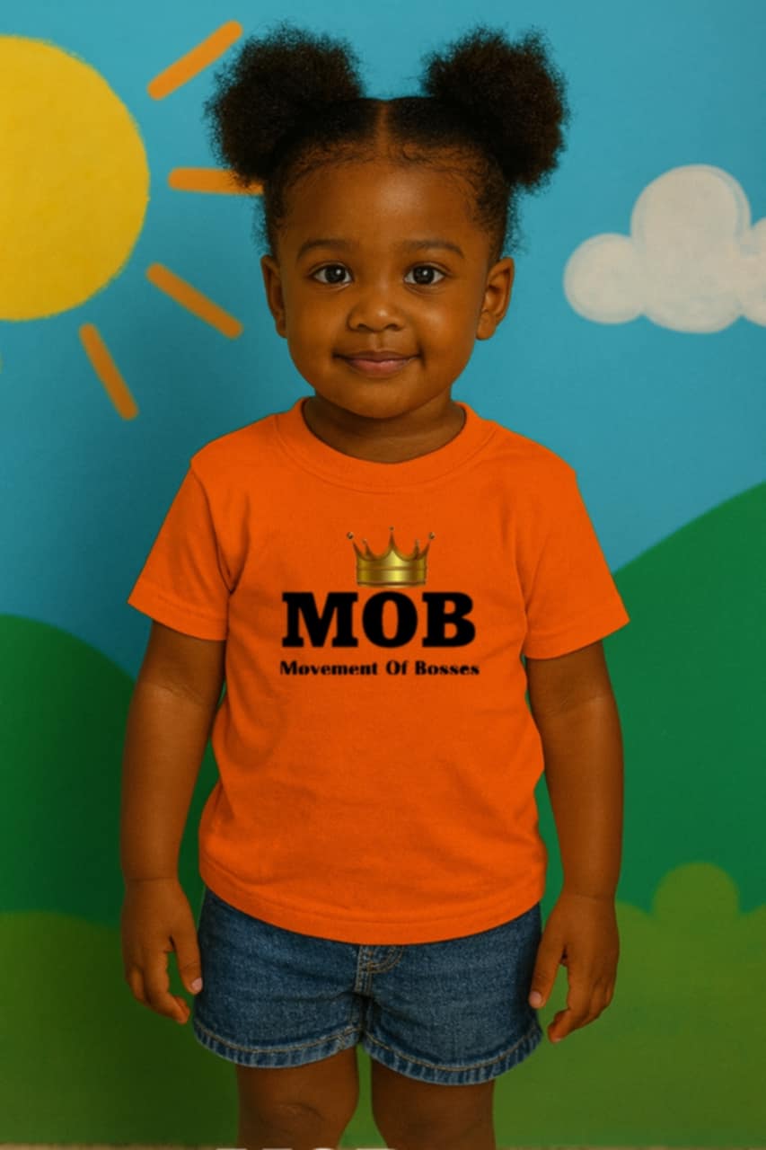 Toddler Orange With Black Font MOB T-Shirt