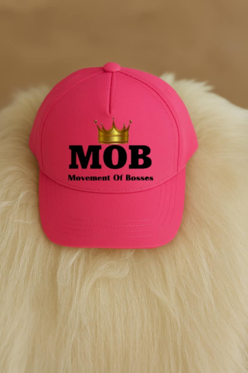 Dark Pink With Black Font MOB Hat