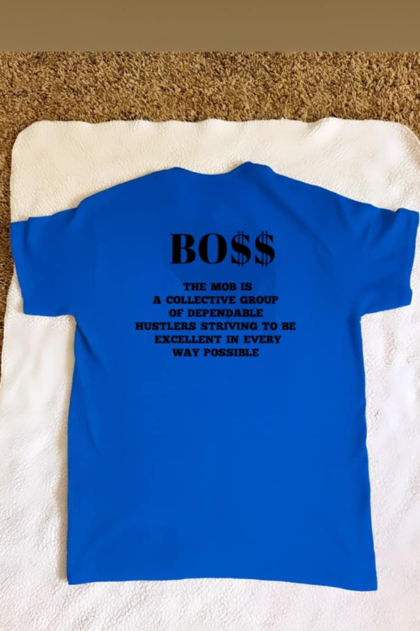 Men's Royal Blue With Black Font T-Shirt