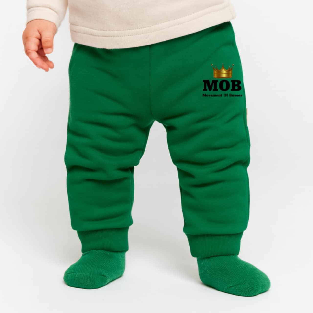 Toddler Green With Black Font MOB Jogger Pants