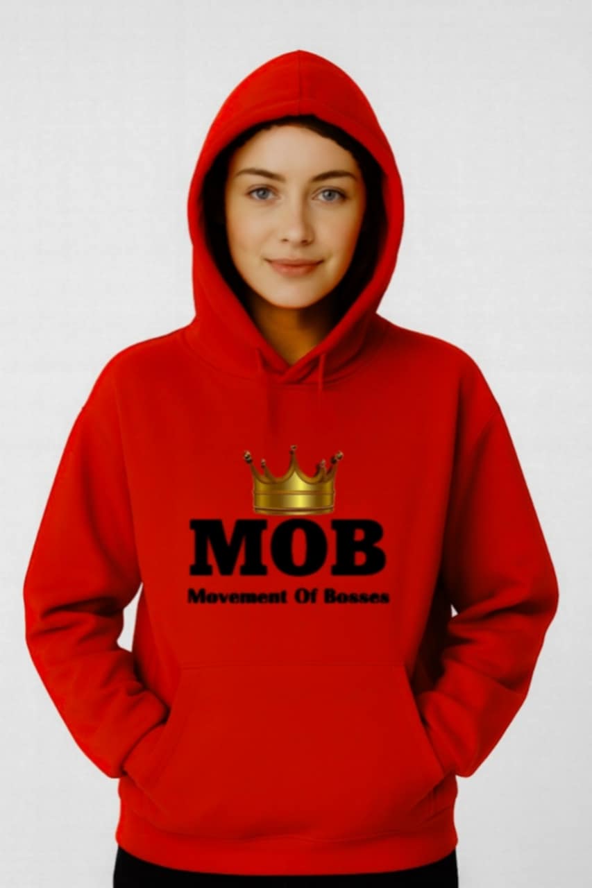 Women’s Red With Black Font MOB Hoodie
