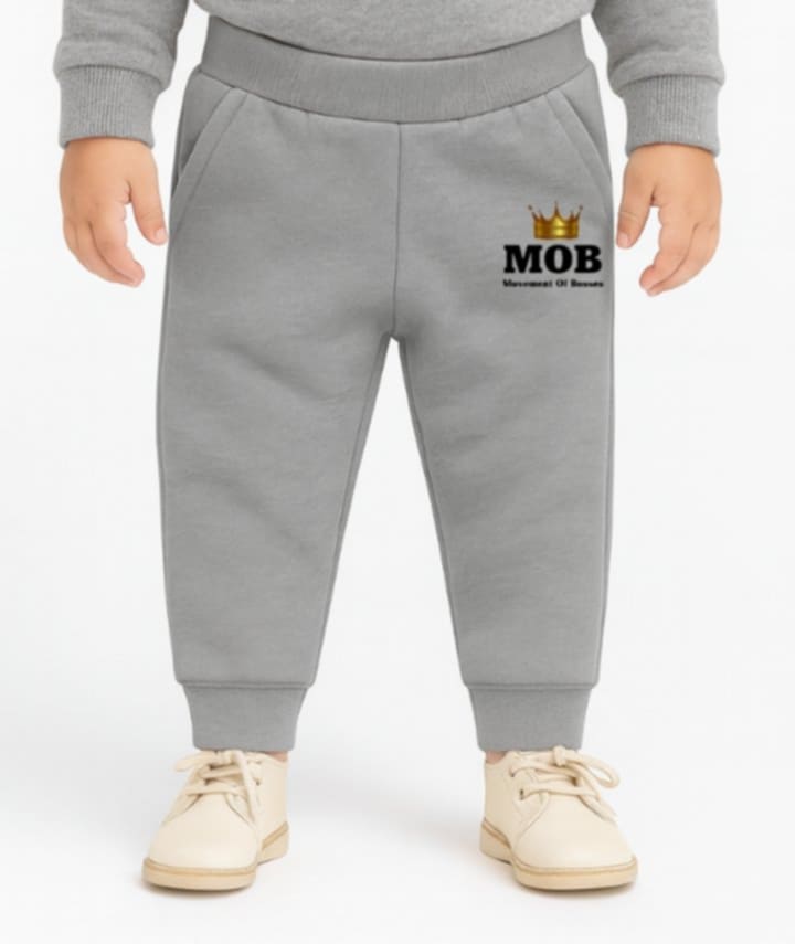 Toddler Grey With Black Font MOB Jogger Pants